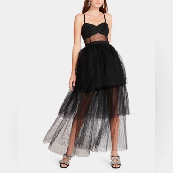 Betsey Johnson Dresses & Skirts - Bestie Johnson Black Tulle Bustier Tiered Midi Dress Size L NWOT